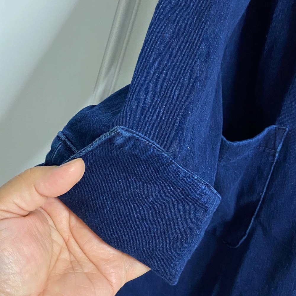 🌺 MARLA WYNNE Dark Wash Soft Denim PullOver Shirt Dress - Picture 4 of 7